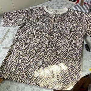 Middlebrook Park Medium Purple Patterned Short Sleeve Half Button Up Top